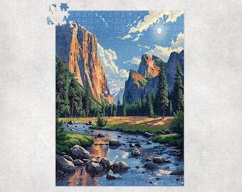 US National State Park Jigsaw Puzzle, Yosemite National Park, California, Premium Jigsaw Puzzle for Kids Adults Gift, Family Puzzle