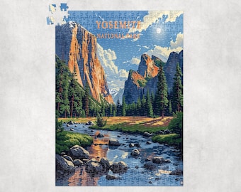 Yosemite National Park Jigsaw Puzzle, California, Premium Jigsaw Puzzle for Kids or Adults Gift, Unique Jigsaw, Family Puzzle, Brain Game