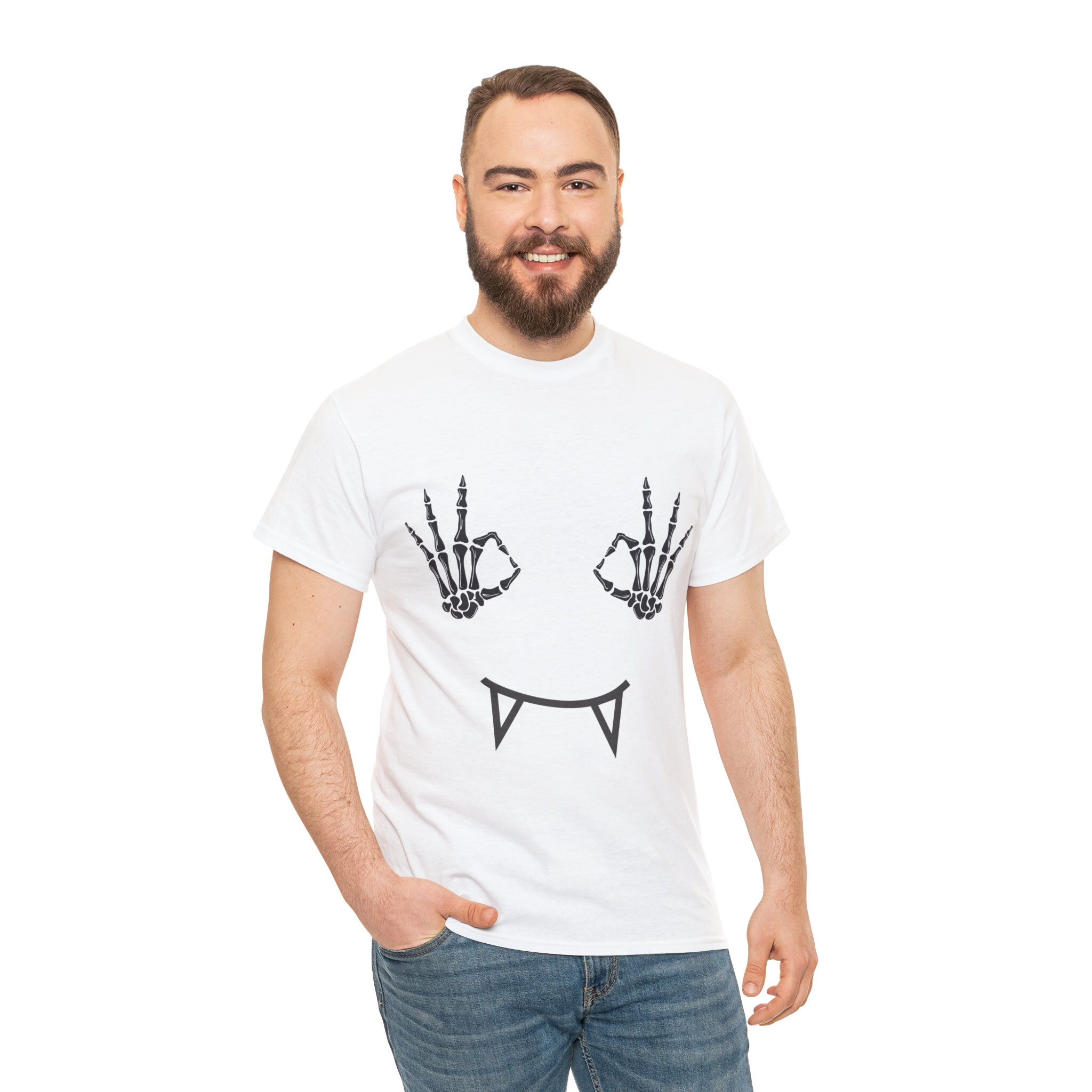 Discover Halloween Skeleton Hands Happy Face T-Shirt