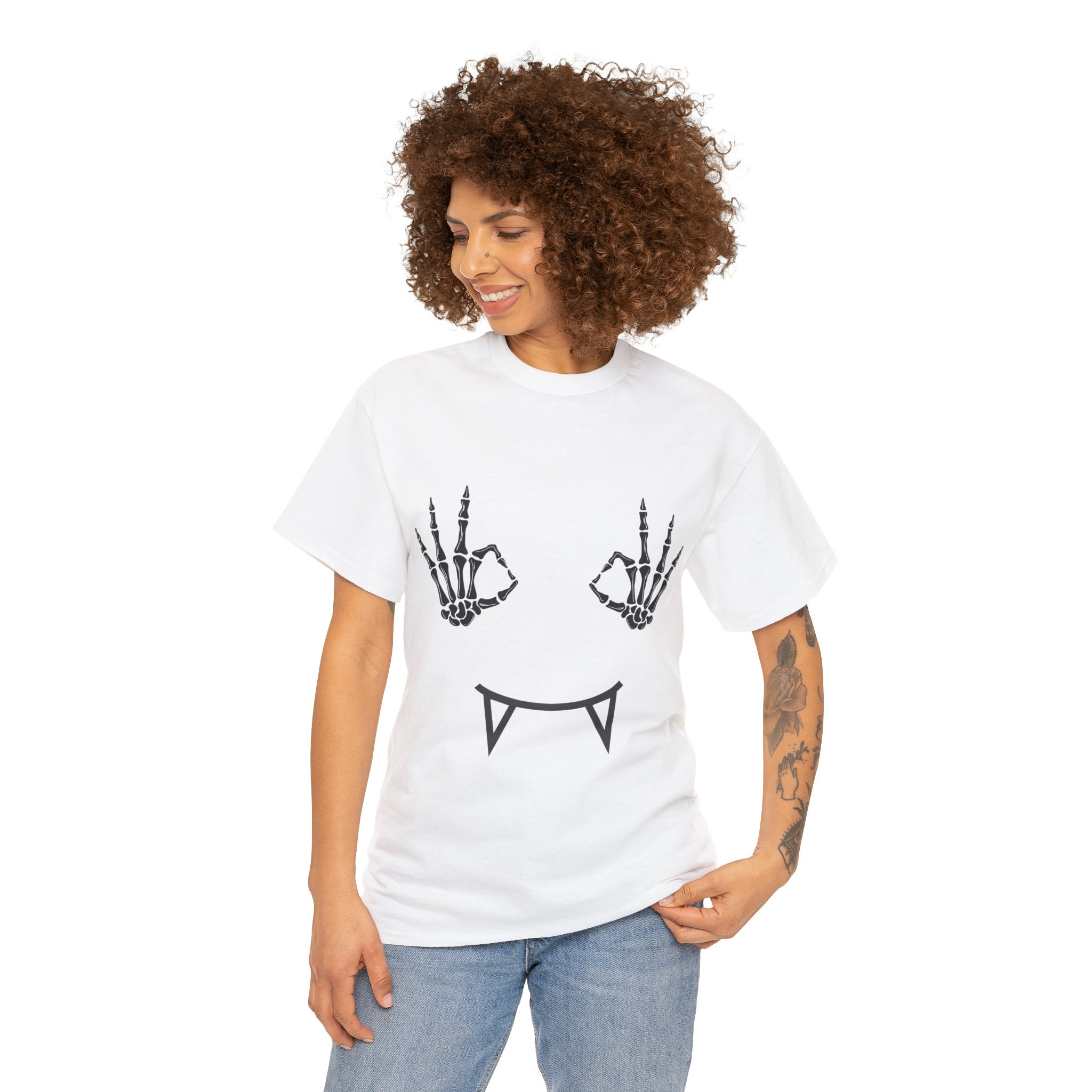 Discover Halloween Skeleton Hands Happy Face T-Shirt