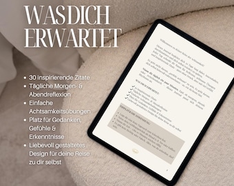 Diario di consapevolezza di 30 giorni in formato PDF | Diario di cura di sé e gratitudine da stampare | Diario digitale per la salute mentale