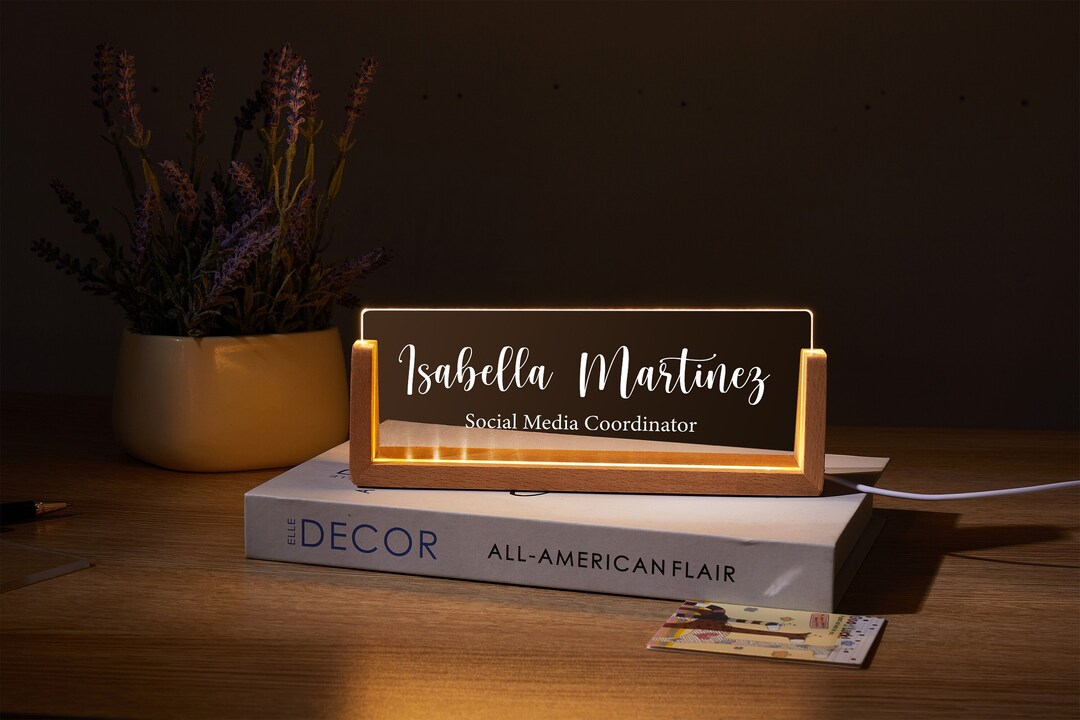 Personalized Acrylic Name Sign With Wooden Base Office Desk - Etsy