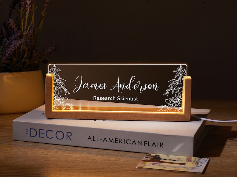 Personalized acrylic desk nameplate, graduation gift, office desk decor for men women, new job gift, name sign,gift for boss, corporate gift image 1