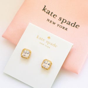 Kate Spade New York That Sparkle Princess Cut Large Stud Earrings Gold