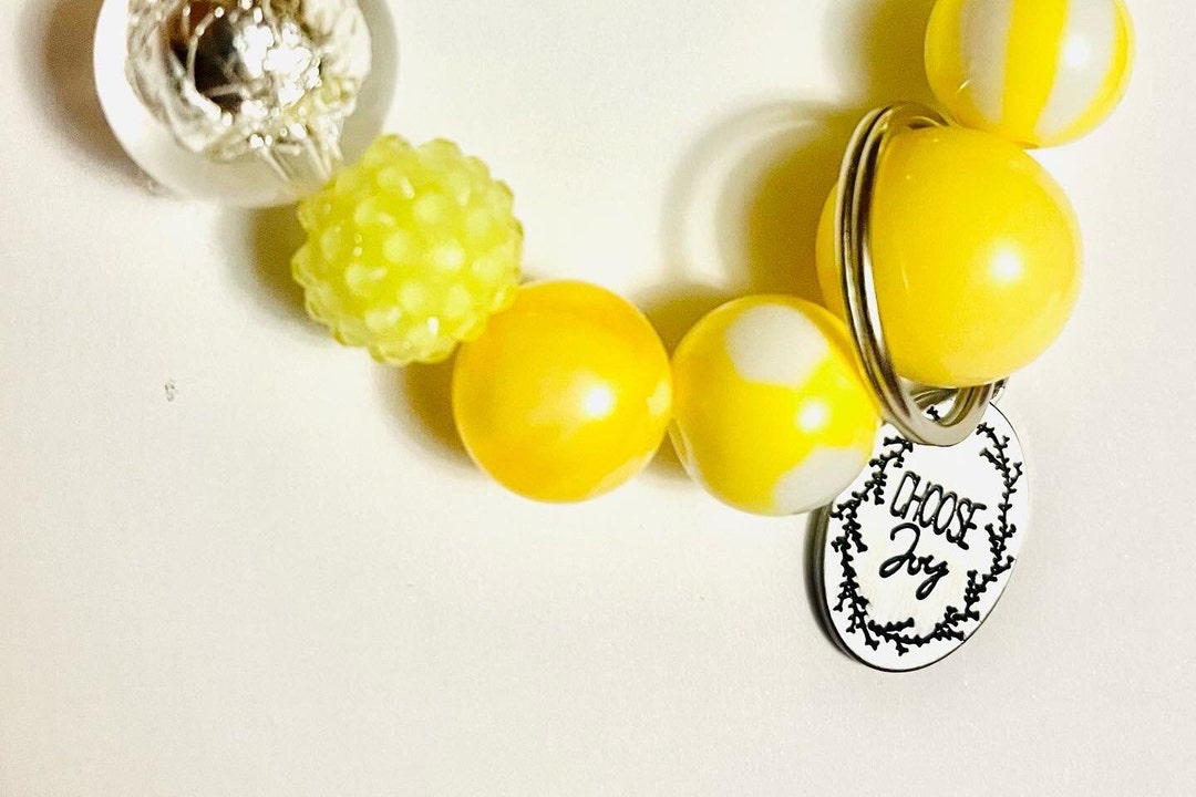 Handmade Key Chain Wristlet/bracelet choose Joy Charm Etsy