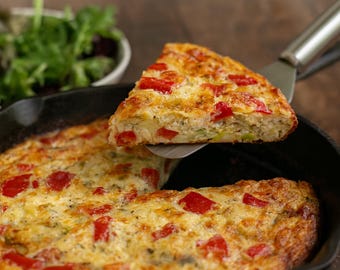 Cheesy Artichoke Red Pepper Frittata Recipe with Kitchen Exercises (Digital Download)