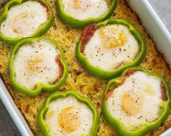 Egg & Hash Brown Casserole Recipe Card with Kitchen Exercises