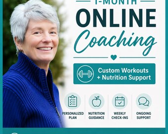 1-Month Online Fitness Coaching for Seniors | Custom Workout Plan | At-Home Training + Nutrition Support
