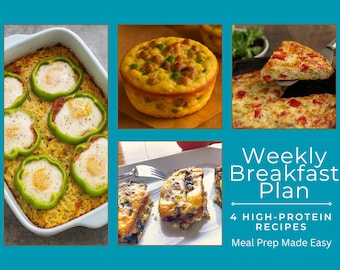 High Protein Breakfast Bundle | Weekly Meal Plan + Shopping List | 4 Easy Meal Prep Recipes | Cook + Move FITCUI PDF