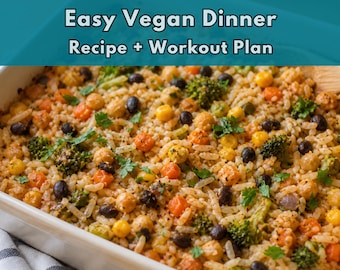 Easy Vegan Rice Casserole | Dump & Bake Comfort Dinner | Plant-Based Recipe + Workout PDF