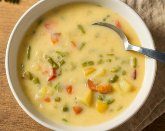 Asparagus Cheese Potato Soup Recipe with Kitchen Exercises (Instant Download)