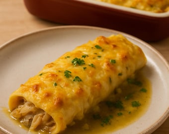 Salsa Verde Chicken Enchiladas – Printable Recipe Card (Digital Download)