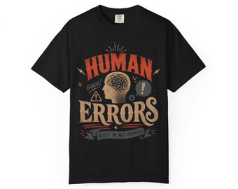 Human Errors T-shirt | Vintage Brain Illustration, Retro Typography
