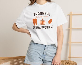 Thankful Dental Hygienist T-shirt | Tooth Pumpkin Leaf Thanksgiving Tee
