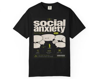 Social Anxiety Poster Art T-Shirt | Conversation Bubbles, Retro Graphic Tee