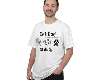 Cat Dad on Duty T-Shirt | Cat Paw, Fish & Yarn Tee