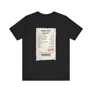 Camiseta con estampado de recibo del departamento de errores / Camiseta vintage con estampado de recibo desgastado