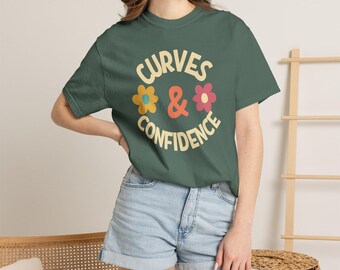 Comfort Colors Curvy Girl Confidence Shirt | Dark Retro Body Positive Tee | Plus Size Self Love T-Shirt | Groovy Gift for Her