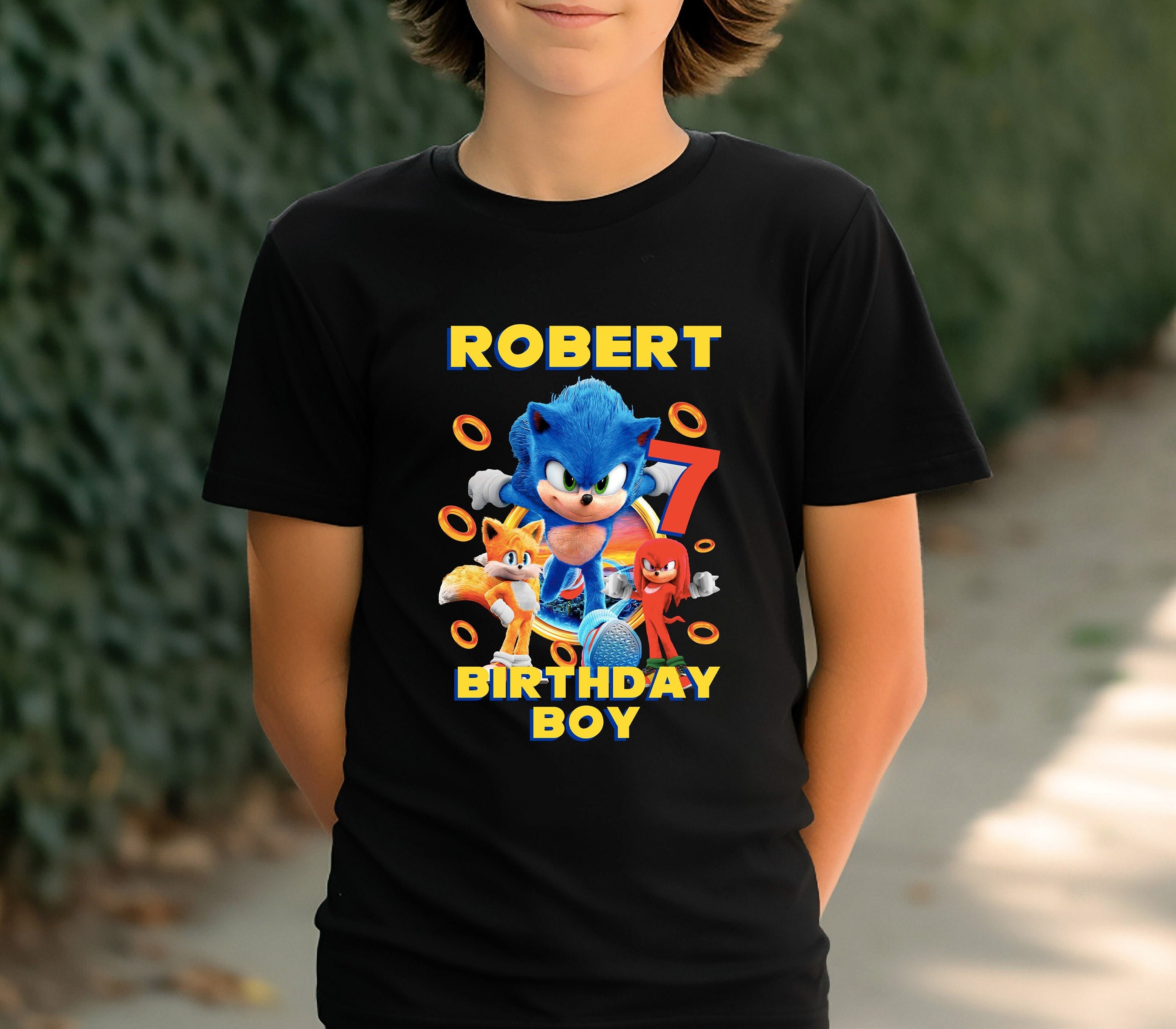 Sonic T Shirt Personalized Family Birthday Custom Name Age Kids