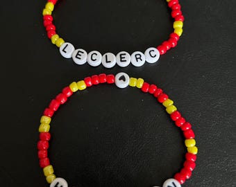 Pulsera de cuentas hecha a mano de Hamilton y Leclerc de Ferrari F1
