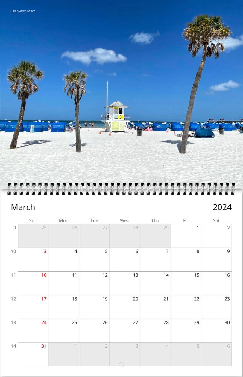 Beaches in Florida Wall Calendar 2024 Etsy