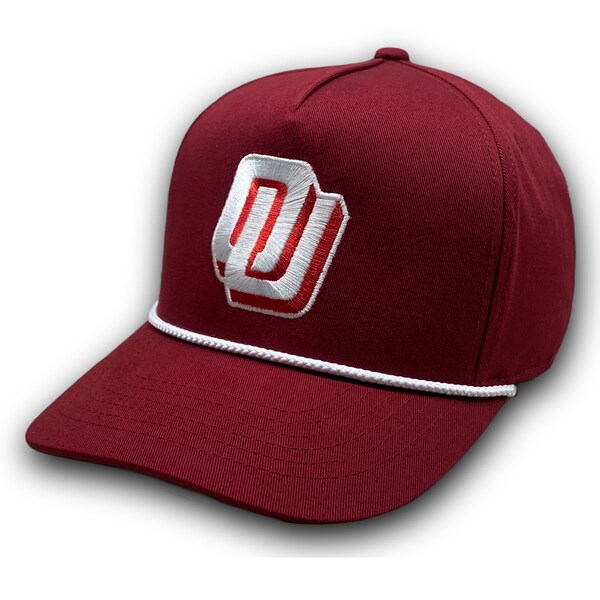 Oklahoma Sooners OU Rope Hat Embroidered 80s Slant/Disco Logo Throwback Vintage High Profile