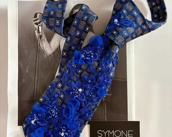 Blue Embroidered Tie