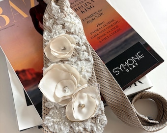 Classic Tie with beaded flower embellishments