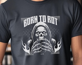 Sarcastic Brain Rot Shirt: Funny Born To Rot Skull T-Shirt