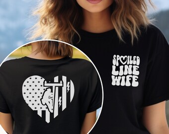 Funny Lineman Wife Shirt: Patriotic American Flag Design