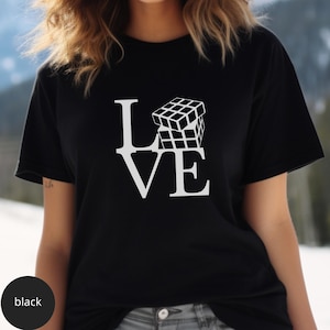 Love Speed Cube T-Shirt Cube Game Tshirt Puzzle Solving Shirt Cuber Tee Cube Game Shirt Math Cubing Shirt Competitive Puzzle Shirt Black