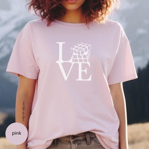 Love Speed Cube T-Shirt Cube Game Tshirt Puzzle Solving Shirt Cuber Tee Cube Game Shirt Math Cubing Shirt Competitive Puzzle Shirt Pink