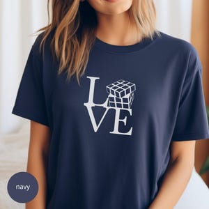 Love Speed Cube T-Shirt Cube Game Tshirt Puzzle Solving Shirt Cuber Tee Cube Game Shirt Math Cubing Shirt Competitive Puzzle Shirt Navy