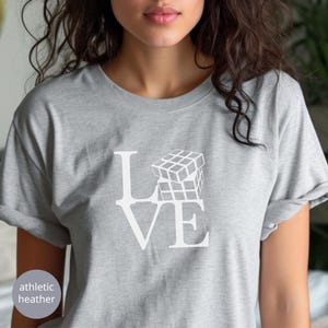 Love Speed Cube T-Shirt Cube Game Tshirt Puzzle Solving Shirt Cuber Tee Cube Game Shirt Math Cubing Shirt Competitive Puzzle Shirt Athletic Heather