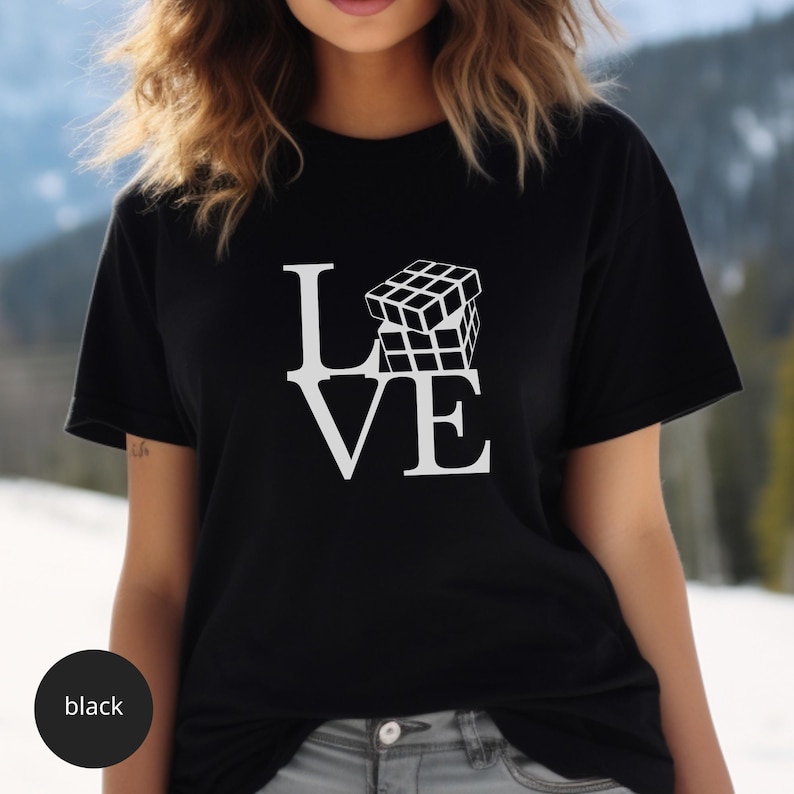 Love Speed Cube T-Shirt Cube Game Tshirt Puzzle Solving Shirt Cuber Tee Cube Game Shirt Math Cubing Shirt Competitive Puzzle Shirt Black