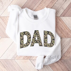 Sudadera de cuello redondo con estampado de camuflaje para papá, suéter de mezcla de algodón de gran tamaño con diseño simple y letras, regalo para papá, regalo para papá, regalo personalizado
