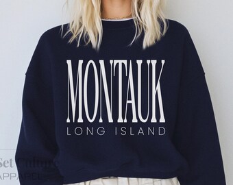 Sweat Montauk Long Island, col rond BCBG, cadeau Nouvelle-Angleterre pour elle, pull esthétique vintage, style Surf Town, femme