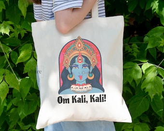 Kali Hindu Mother goddess Canva Tote , Indian Goddess Kali Tote Bag , Boho Style Shoulder Tote Bag, Unique Gift