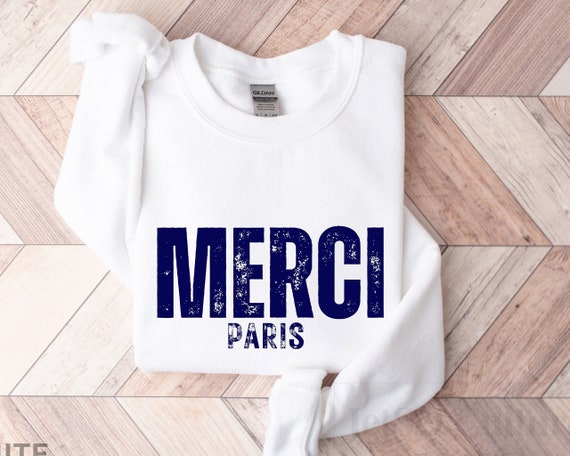 Maglione Merci Paris Felpa Merci Regalo per il viaggio a Parigi Amante di Parigi Regalo per lei Etsy Italia