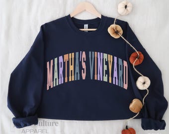 Martha's Vineyard Sweater, Marthas Vineyard Sweatshirt Preppy, Mass Oversized Pullover Sweater, Varsity Letter, Coastal Life Esthetics
