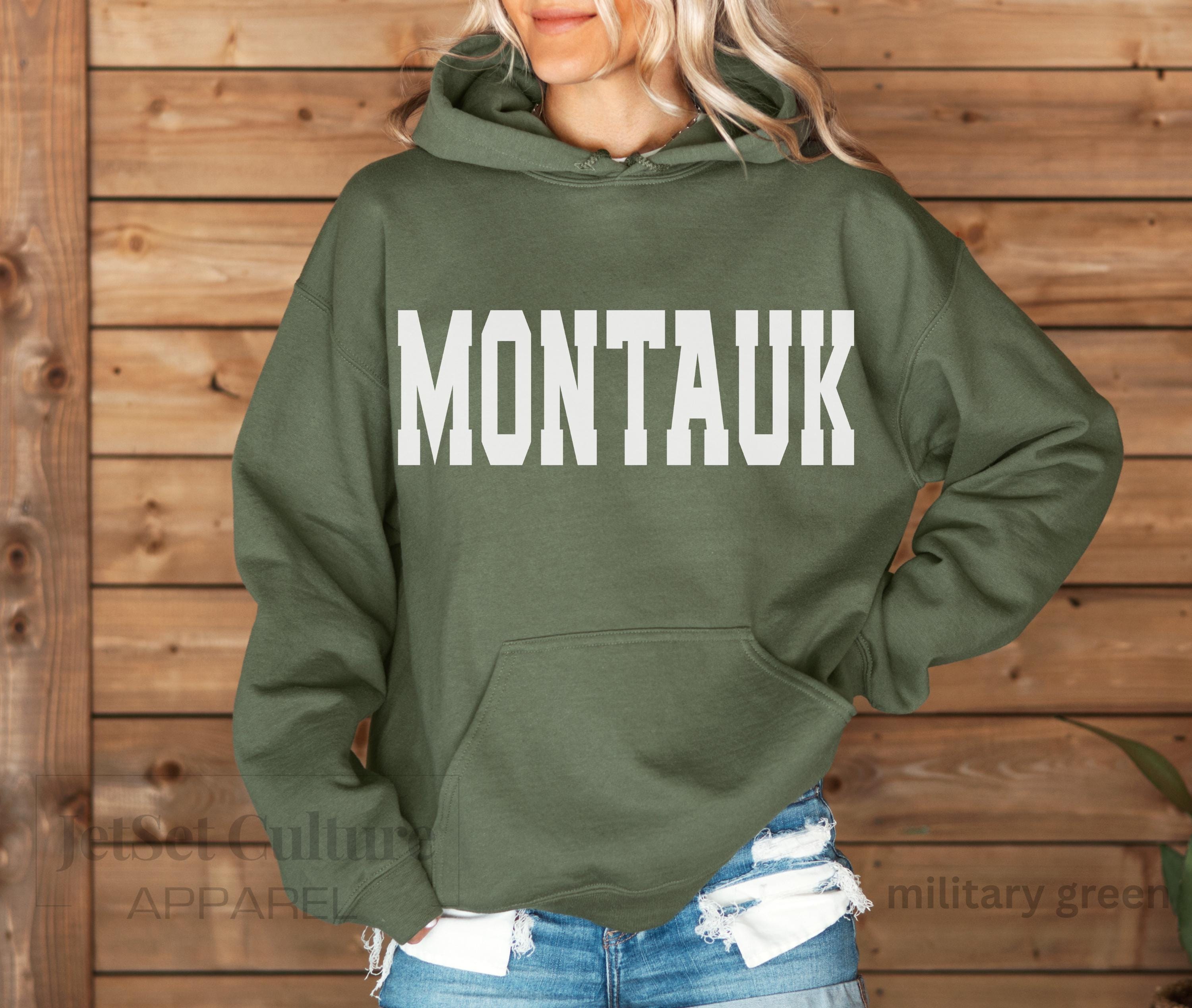 Montauk Sweatshirt Hoodie, Trendy Faded Aesthetic Montauk Preppy