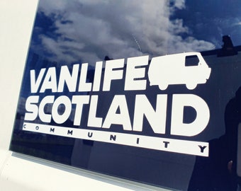 Vanlife Scotland - 9" x 3" Sticker (Vinyl Transfer Type)