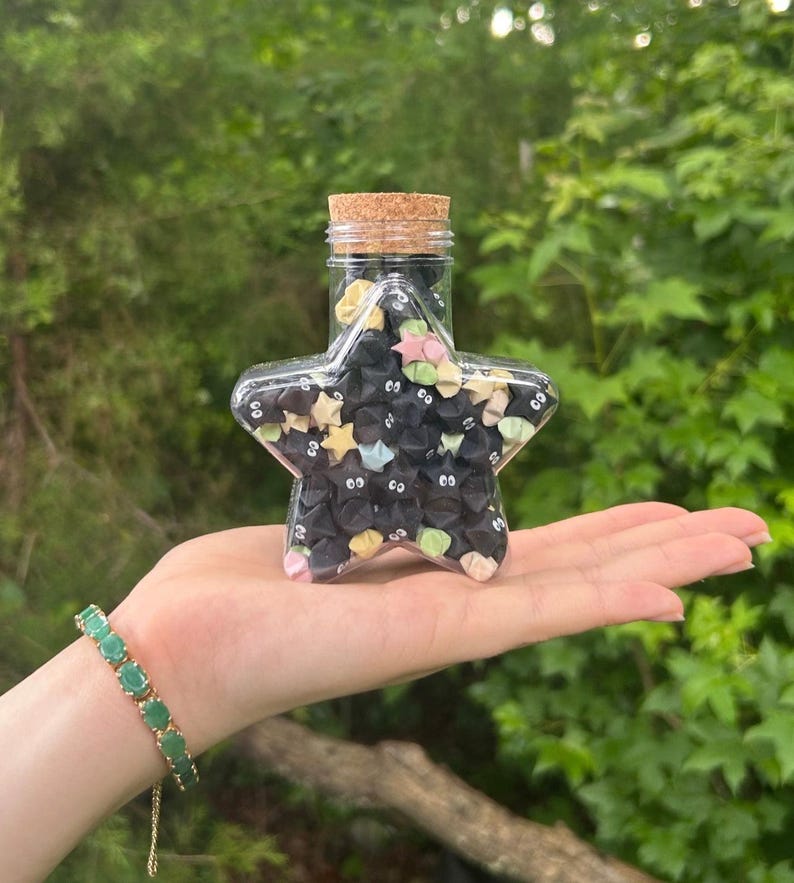 Ghibli-Inspired Soot Sprites & Candy Origami Star Jar (B-Grade) image 1