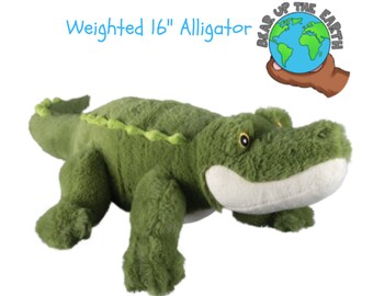 Weighted 16" Alligator Plushie Stuffed Animal, Anxiety Plushie, Calming Crocodile Stuffed Animal, Cuddly Soft and Sensory Toy