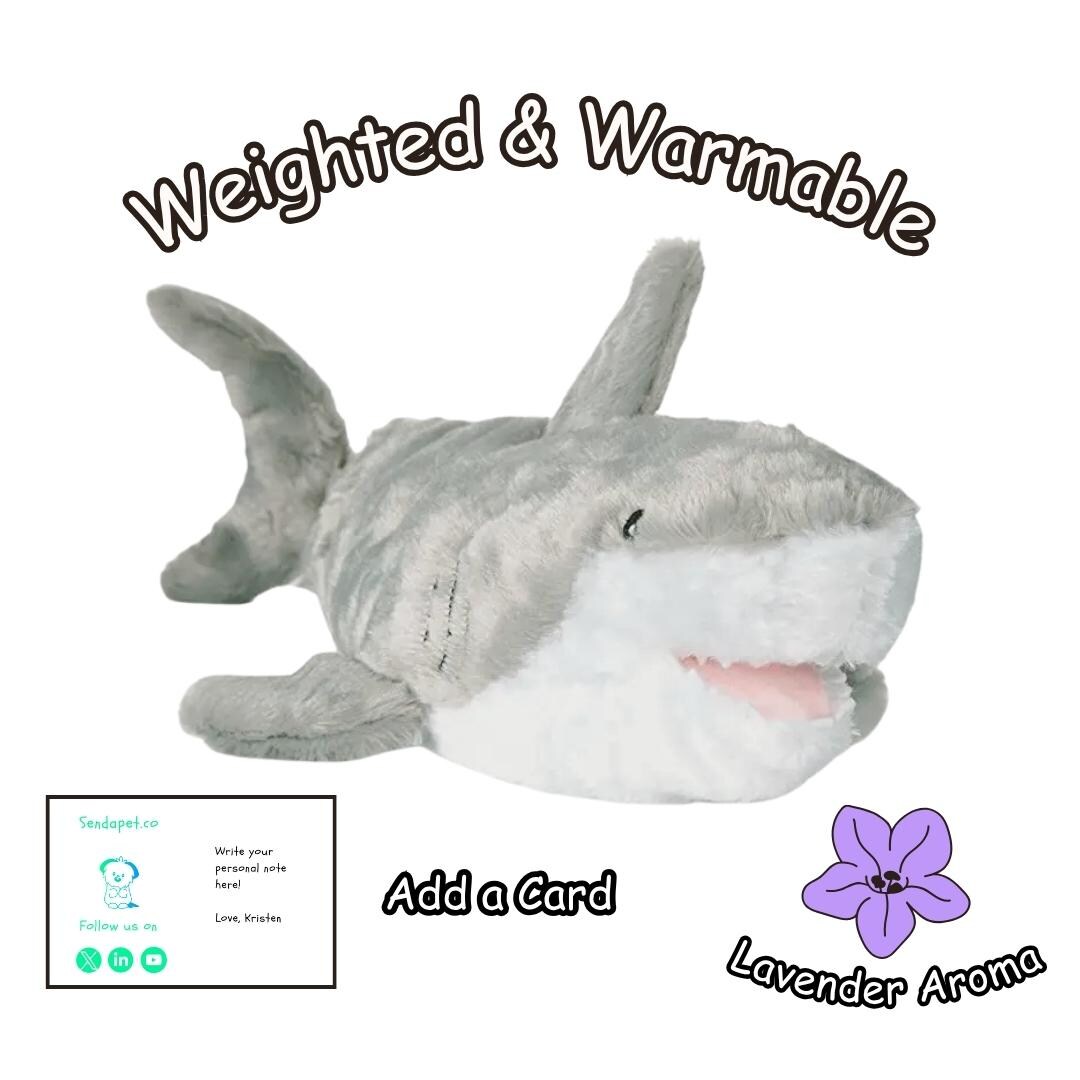 Weighted Gray Shark Plush, Warmable Calming Sensory Toy, Lavender