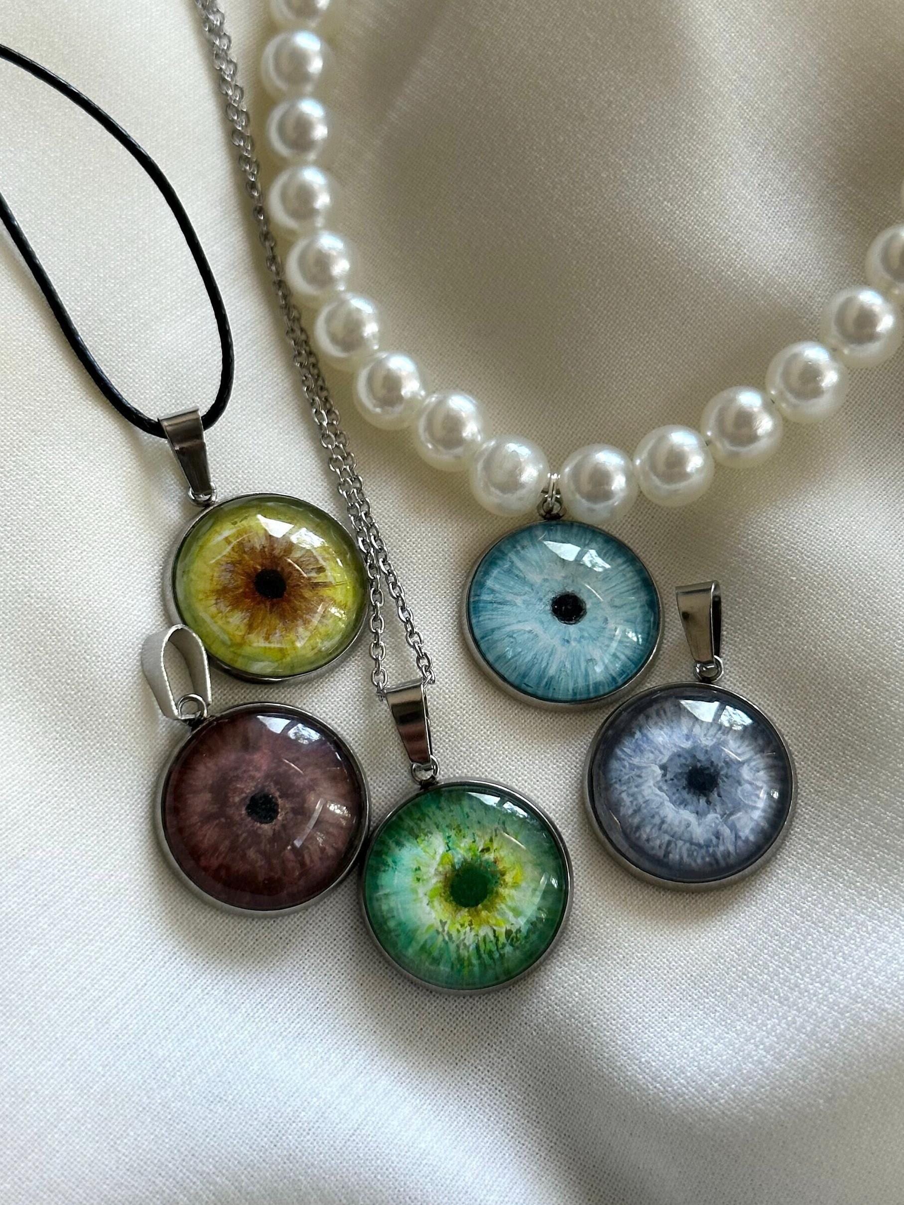 Hand-painted Personalized Eye Necklace, custom necklace, perfect gift, eye pendant, stainless steel jewelry.