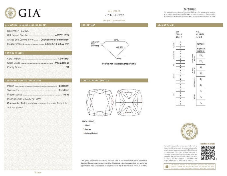 Mastercolor Gia GIA Certified Natural Diamond - 1.00 Ct. W to X Range Color, SI1 ...