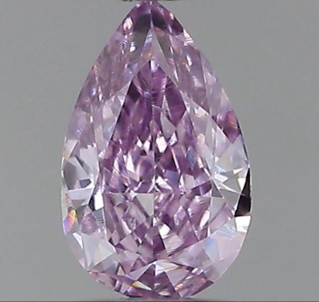 0.10 Ct. Fancy Intense Pink-purple, Natural Even, Pear - GIA 