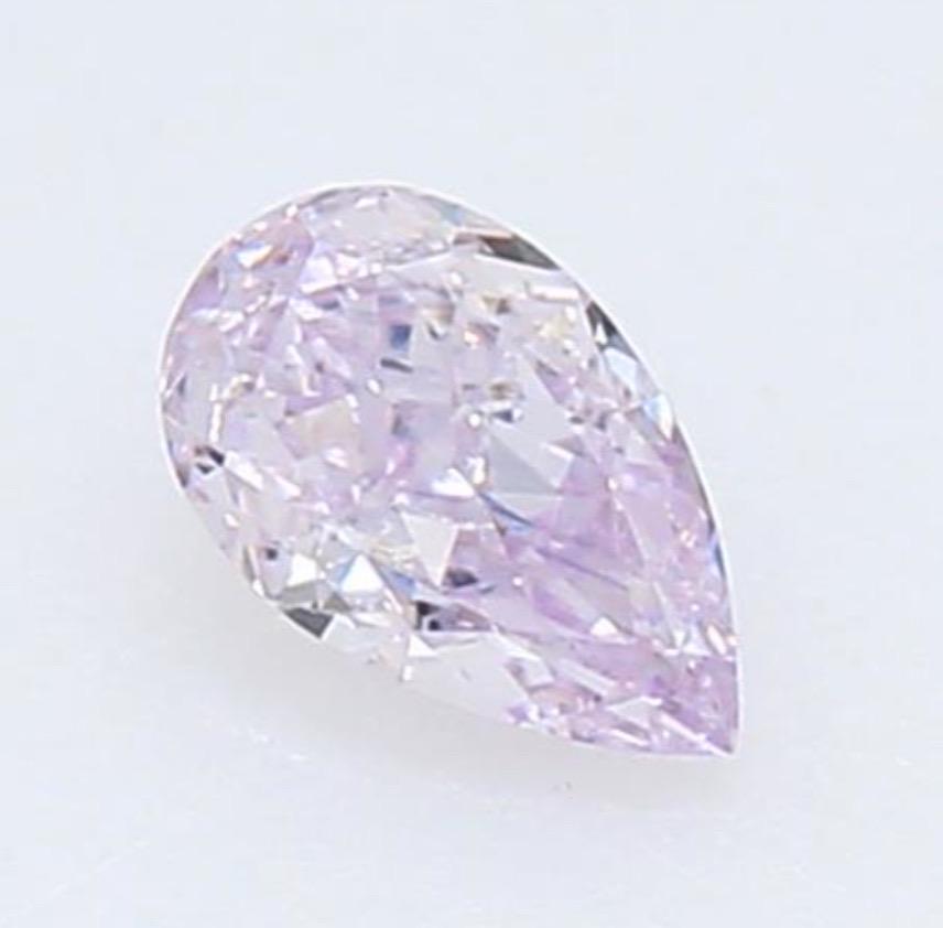 0.12 Ct. Fancy Light Purplish Pink, Natural Even, Pear GIA Cert 