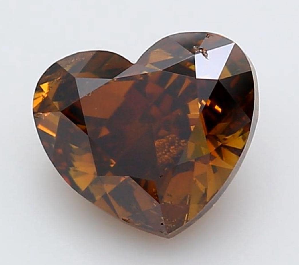 3.01 ct. Fancy Deep Orange-Brown, Natural Even, I1 Heart - GIA Cert. Natural Fancy Color Diamond